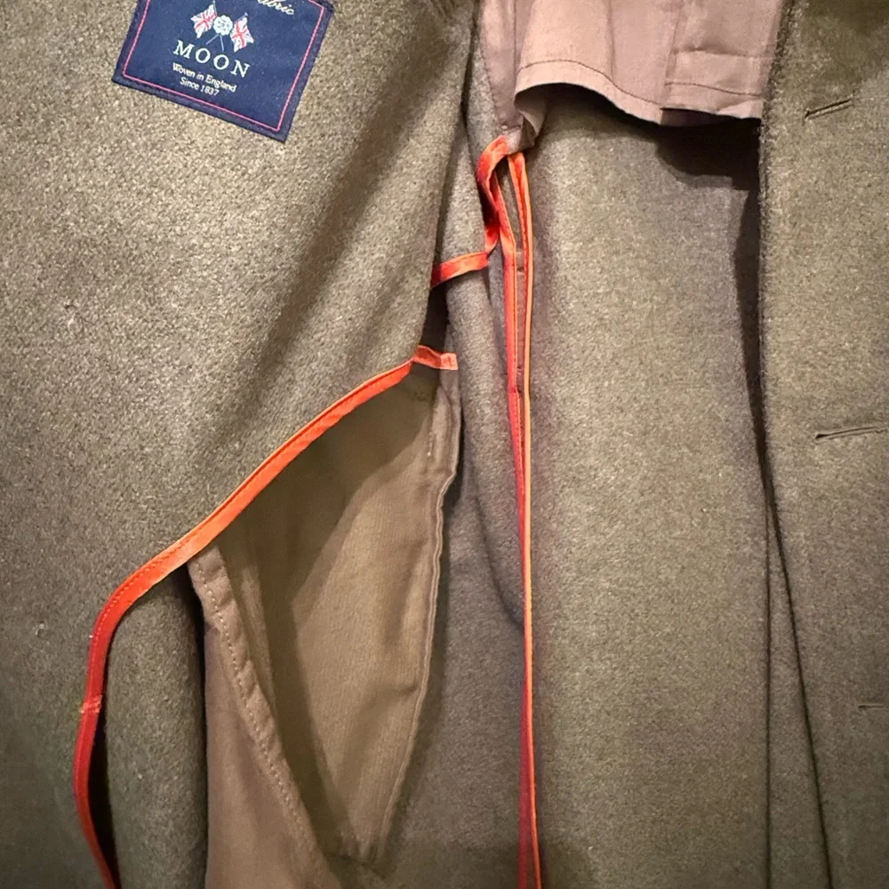 Todd Snyder Olive Military Coat with Gold Buttons & shearling Collar - Picture 7 of 16